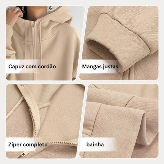 Natalia™ Colete com capuz zipado feminino