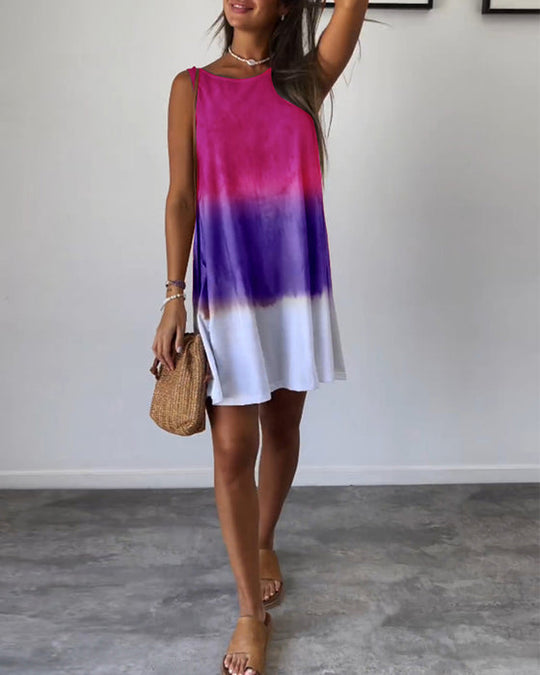 Vestido casual color block sem mangas