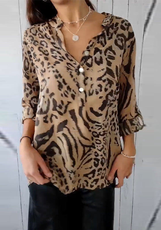 Top com estampa de leopardo com decote em V