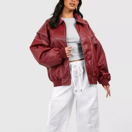 Faye™ Jaqueta de couro oversized