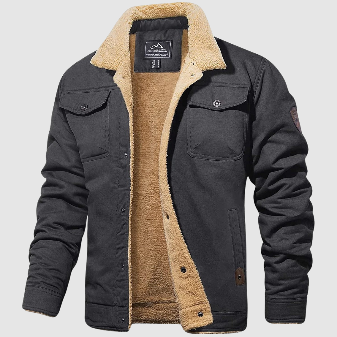 Axel™ Jaqueta Masculina com Forro Sherpa e Fecho Botão