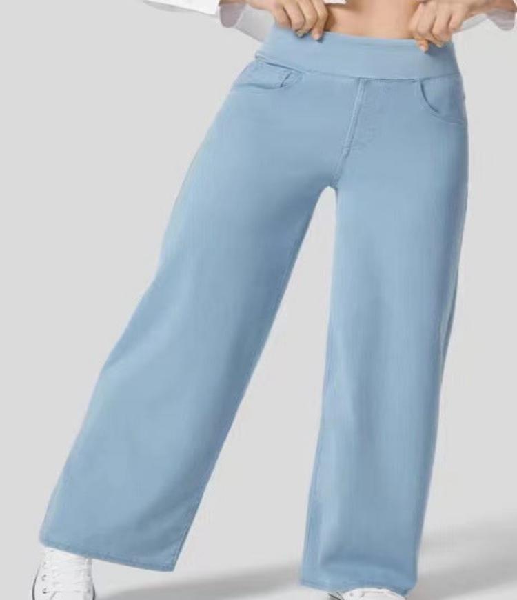 Ella™ Jeans stretch de cintura alta e perna larga