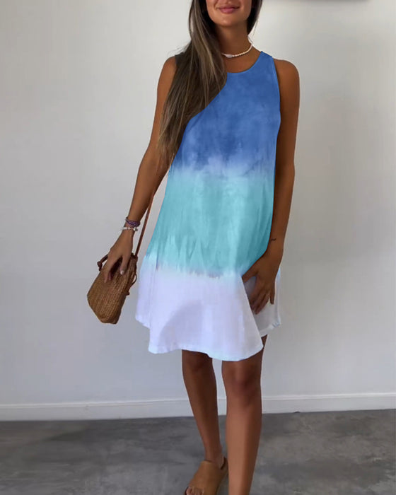 Vestido casual color block sem mangas