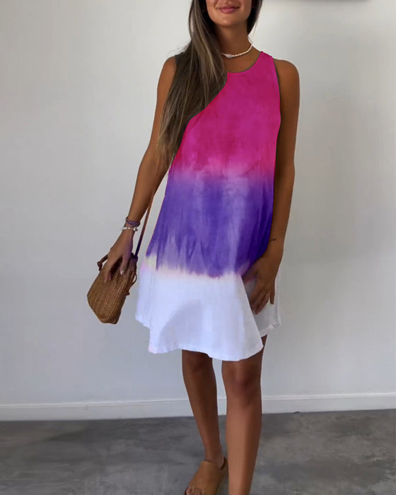 Vestido casual color block sem mangas