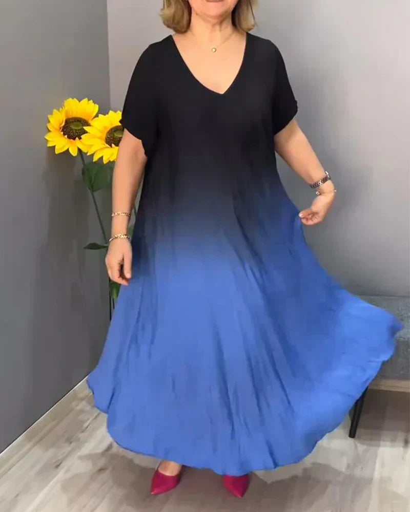 Vestido casual plissado com degradê