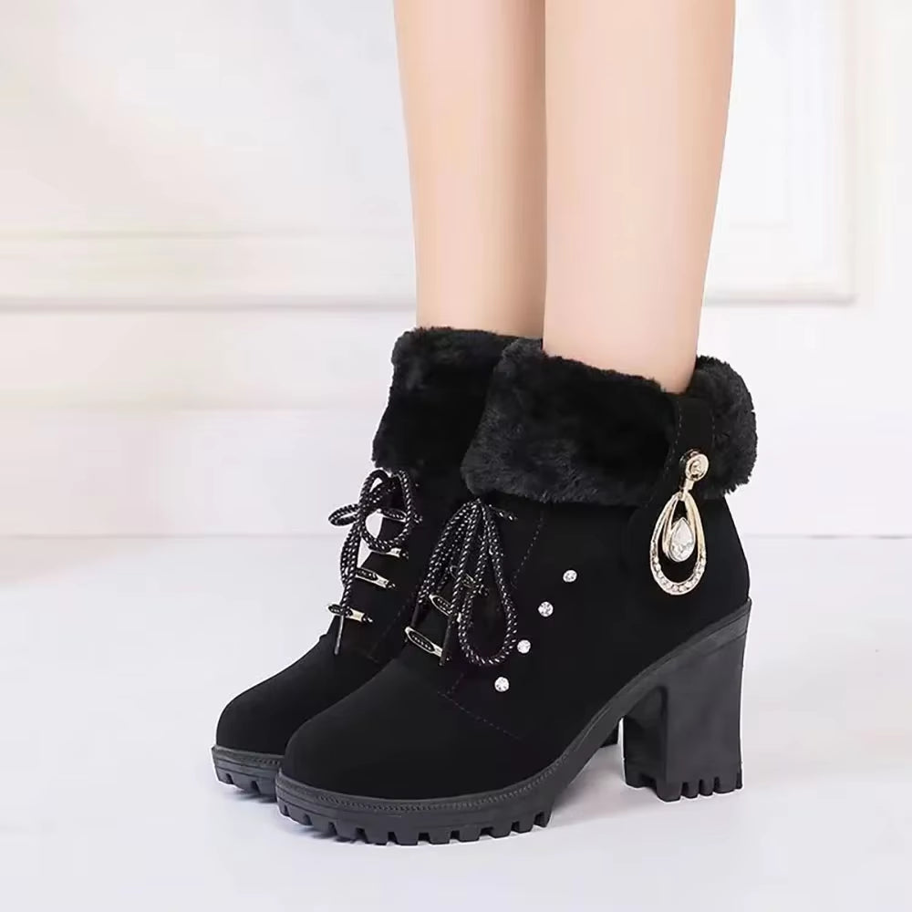 Fellanmut™ Botas femininas elegantes de inverno com salto