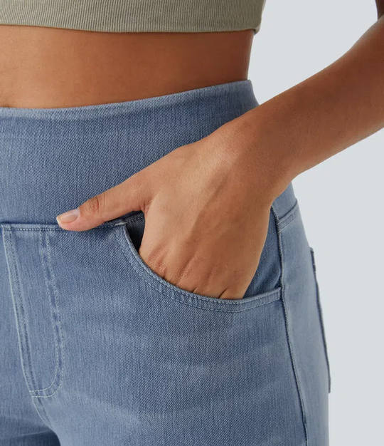 Ella™ Jeans stretch de cintura alta e perna larga