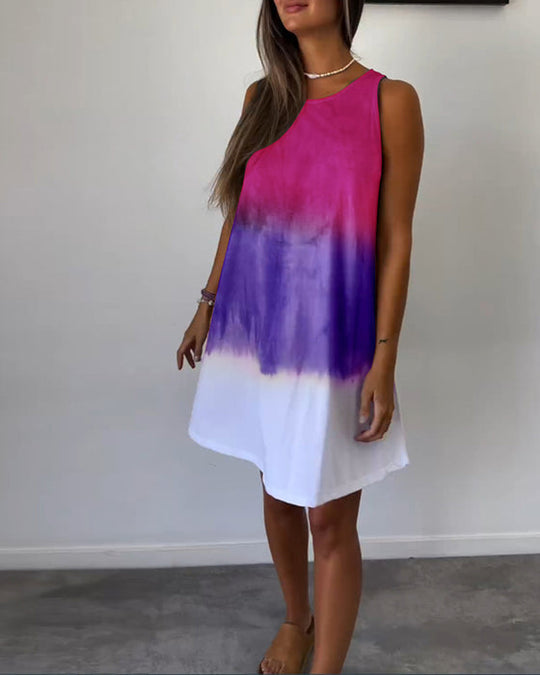 Vestido casual color block sem mangas