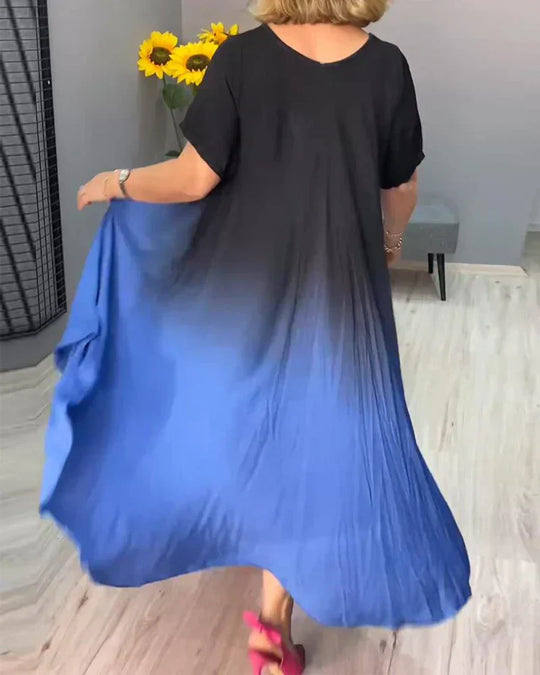 Vestido casual plissado com degradê