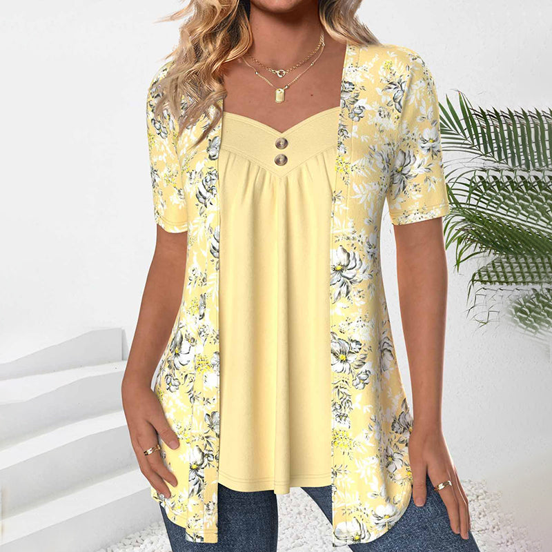 Sophia™ Blusa Elegante com Estampa Floral