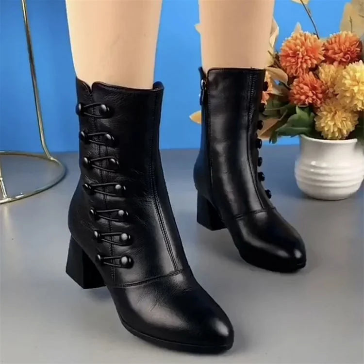 Kriza™ | Novas botas de couro para mulher com estilo e fecho de correr