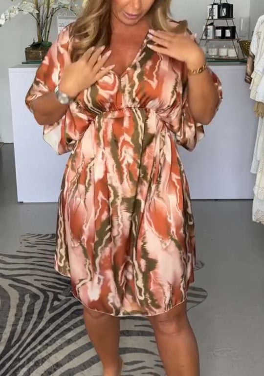 Vestido estampado em cetim