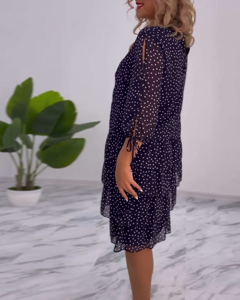 Fleur™ Vestido elegante com estampa de bolinhas