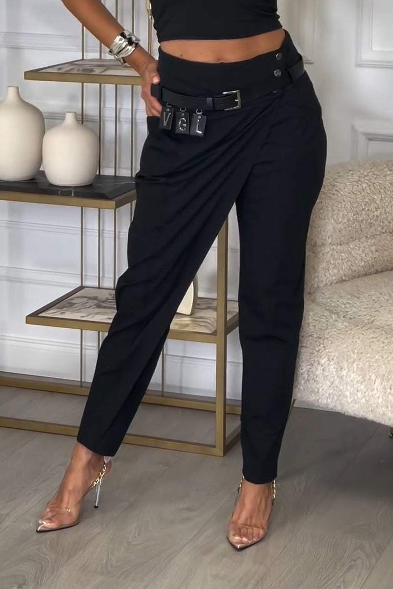 Ivara™ Calça casual feminina com corte irregular