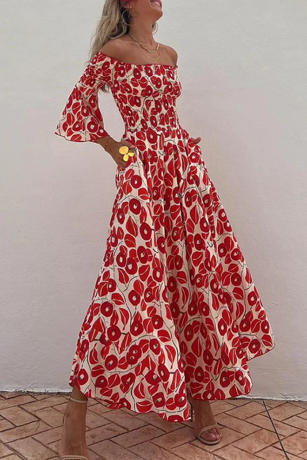 Vestido ombro único com estampa floral