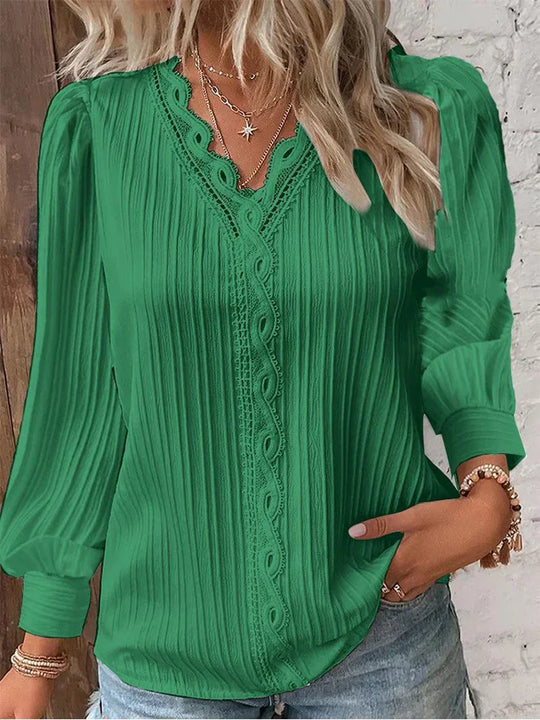 Emma™ Blusa Detalhe Renda Chiffon