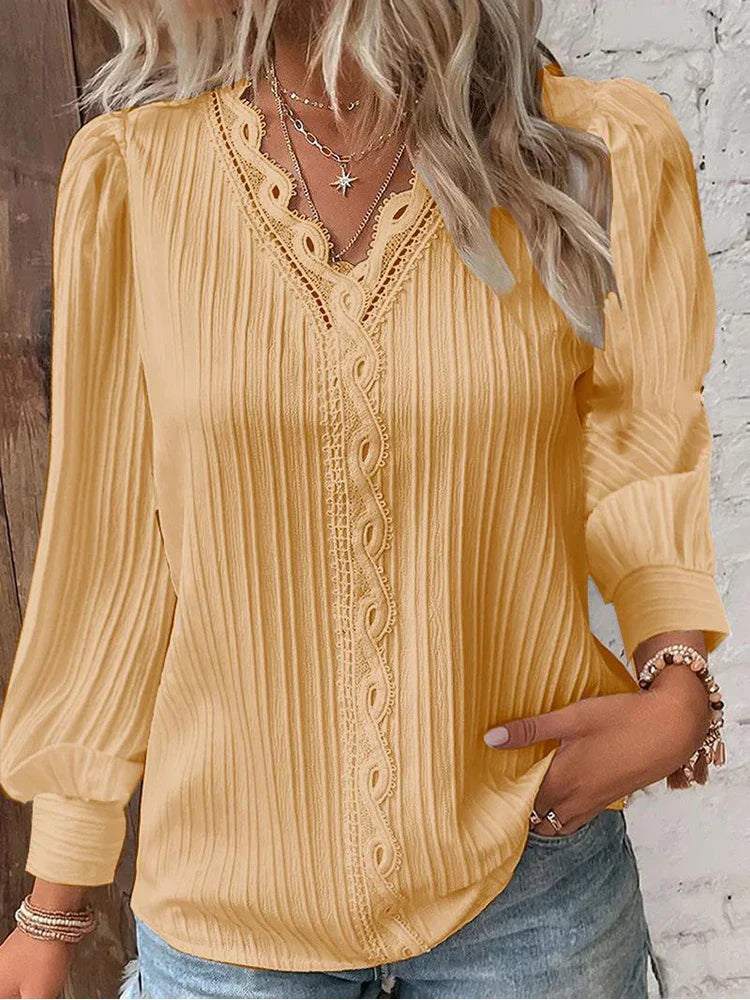 Emma™ Blusa Detalhe Renda Chiffon