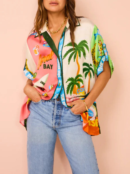 Sunny Beach™ Conjunto de Dois Peças Estampado Estilo Verão - Edição Limitada