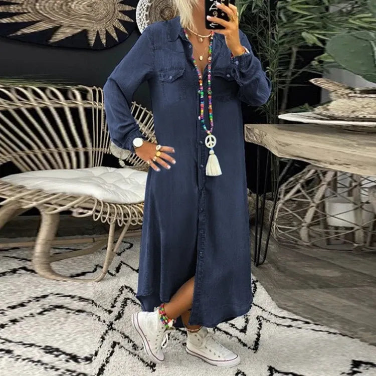 Vena™ Vestido Denim Boho Elegante