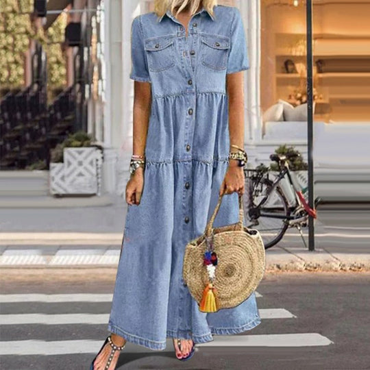 Suzannah™ Vestido jeans clássico emagrecedor