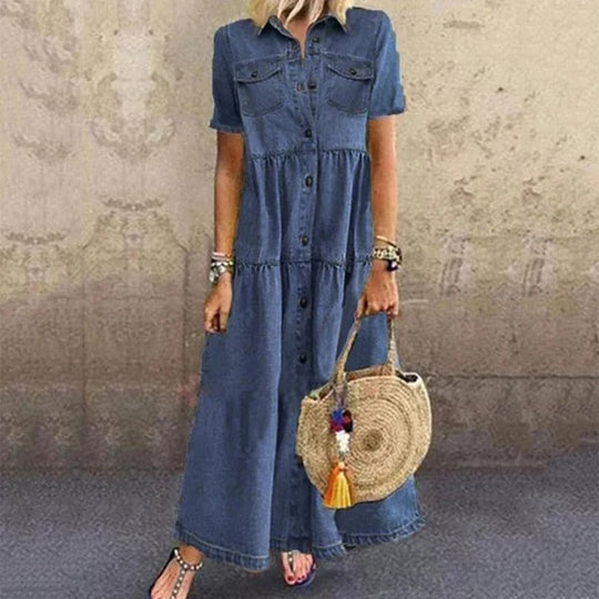 Suzannah™ Vestido jeans clássico emagrecedor