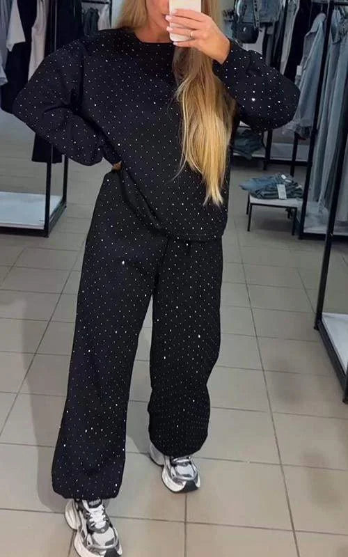 Karina™ Vestido casual de duas peças para mulher com brocado de diamantes