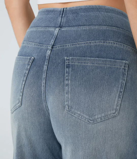 Ella™ Jeans stretch de cintura alta e perna larga