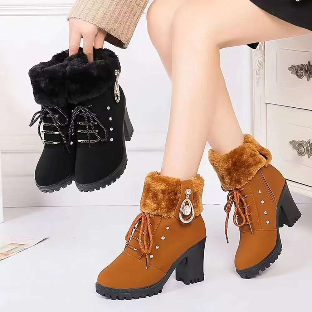 Fellanmut™ Botas femininas elegantes de inverno com salto