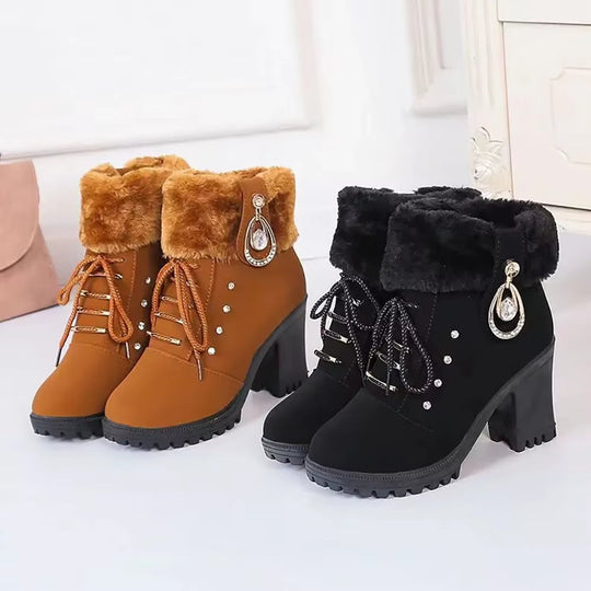 Fellanmut™ Botas femininas elegantes de inverno com salto