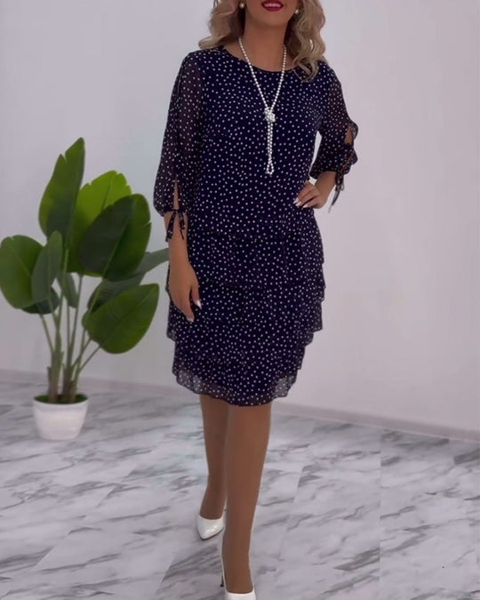 Fleur™ Vestido elegante com estampa de bolinhas