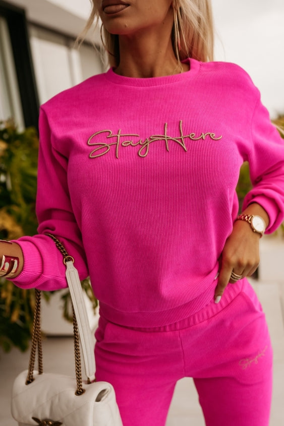 StayHere™ Conjunto de moletom feminino e calças escuras