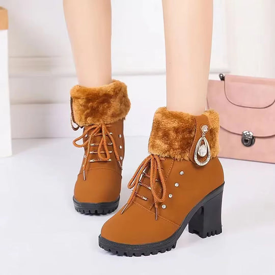 Fellanmut™ Botas femininas elegantes de inverno com salto