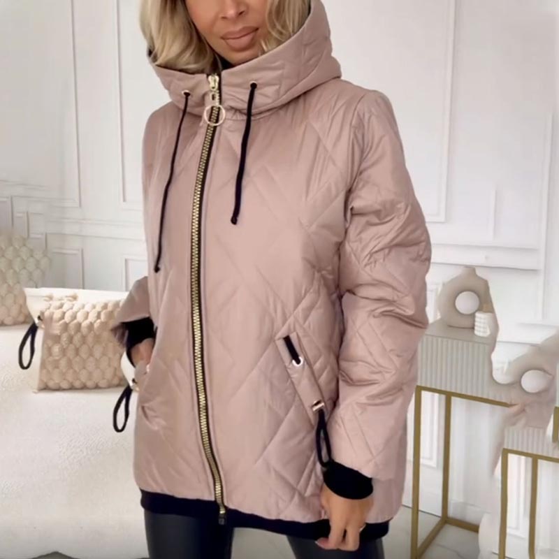 Isolde™ Jaqueta feminina elegante de gola alta Parka na altura do quadril