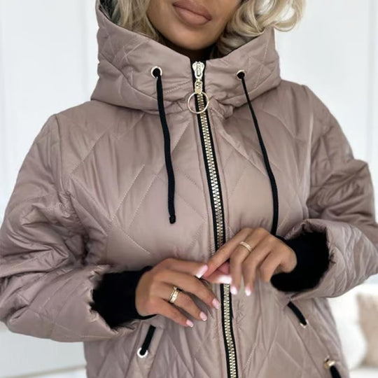 Isolde™ Jaqueta feminina elegante de gola alta Parka na altura do quadril