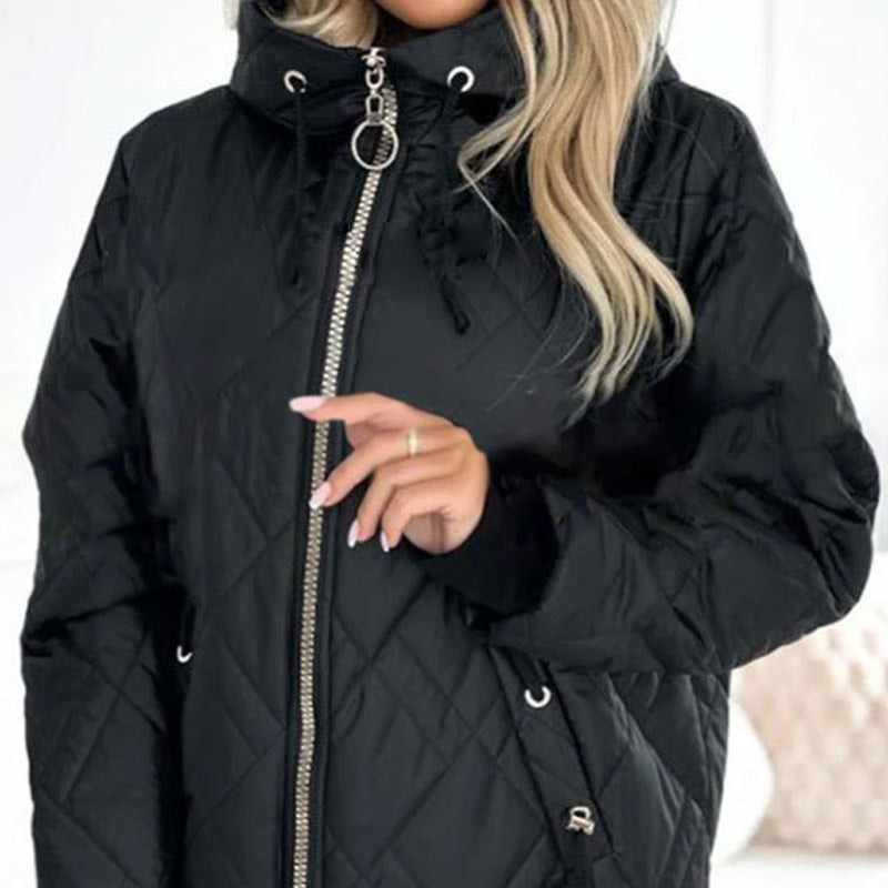 Isolde™ Jaqueta feminina elegante de gola alta Parka na altura do quadril