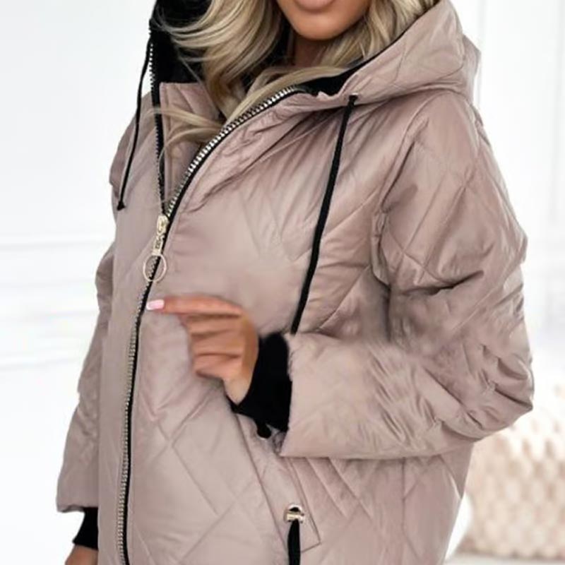 Isolde™ Jaqueta feminina elegante de gola alta Parka na altura do quadril