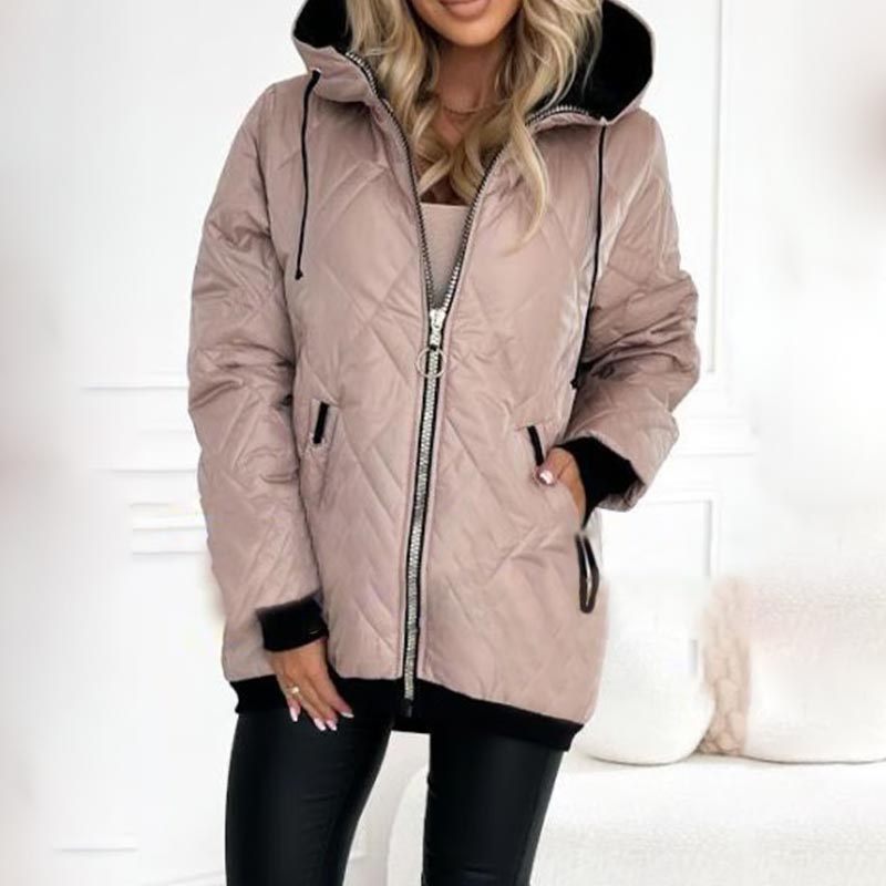 Isolde™ Jaqueta feminina elegante de gola alta Parka na altura do quadril